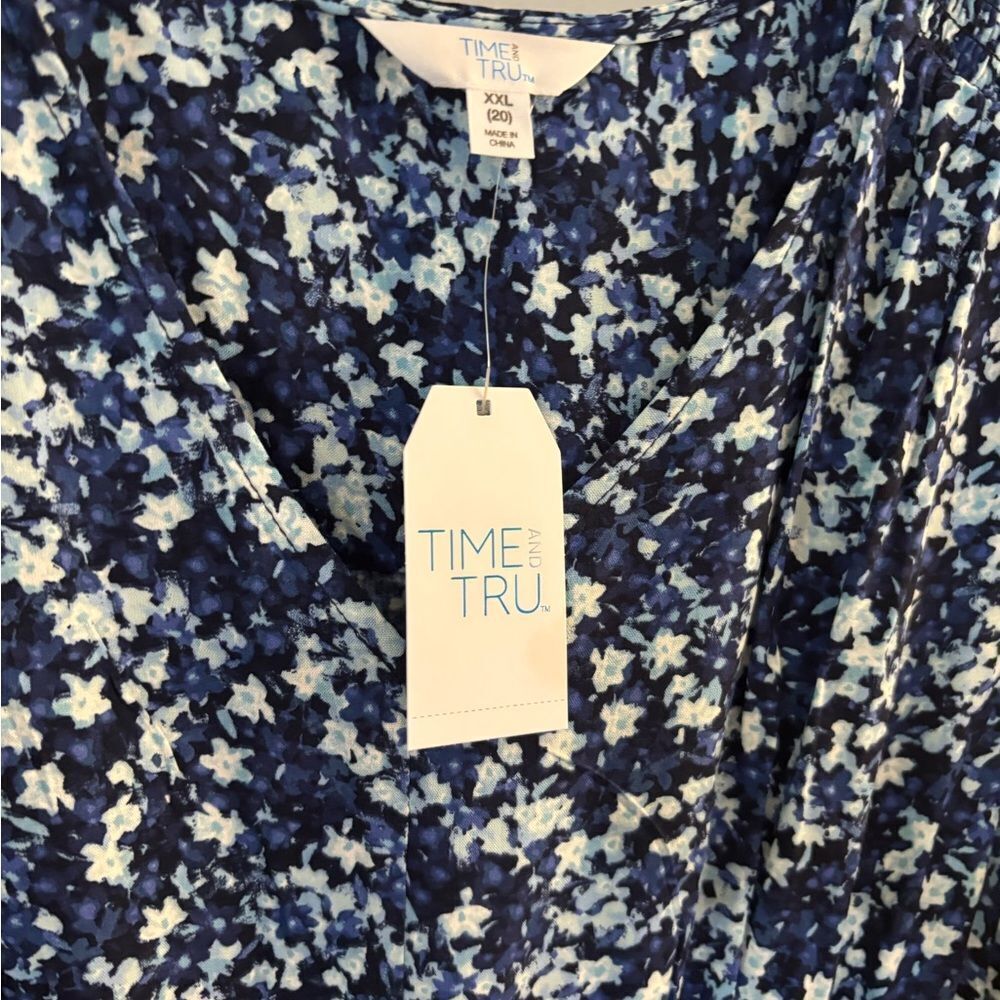 Time & Tru Floral Blue Dress Sz XXL - Picture 5 of 10